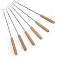 thumbnail image 1 of Yaju Fondue Forks Wood Handle Heat Resistant 9.5" - Oak Handle Swiss Cheese Fondue Forksset Of 6, 1 of 4