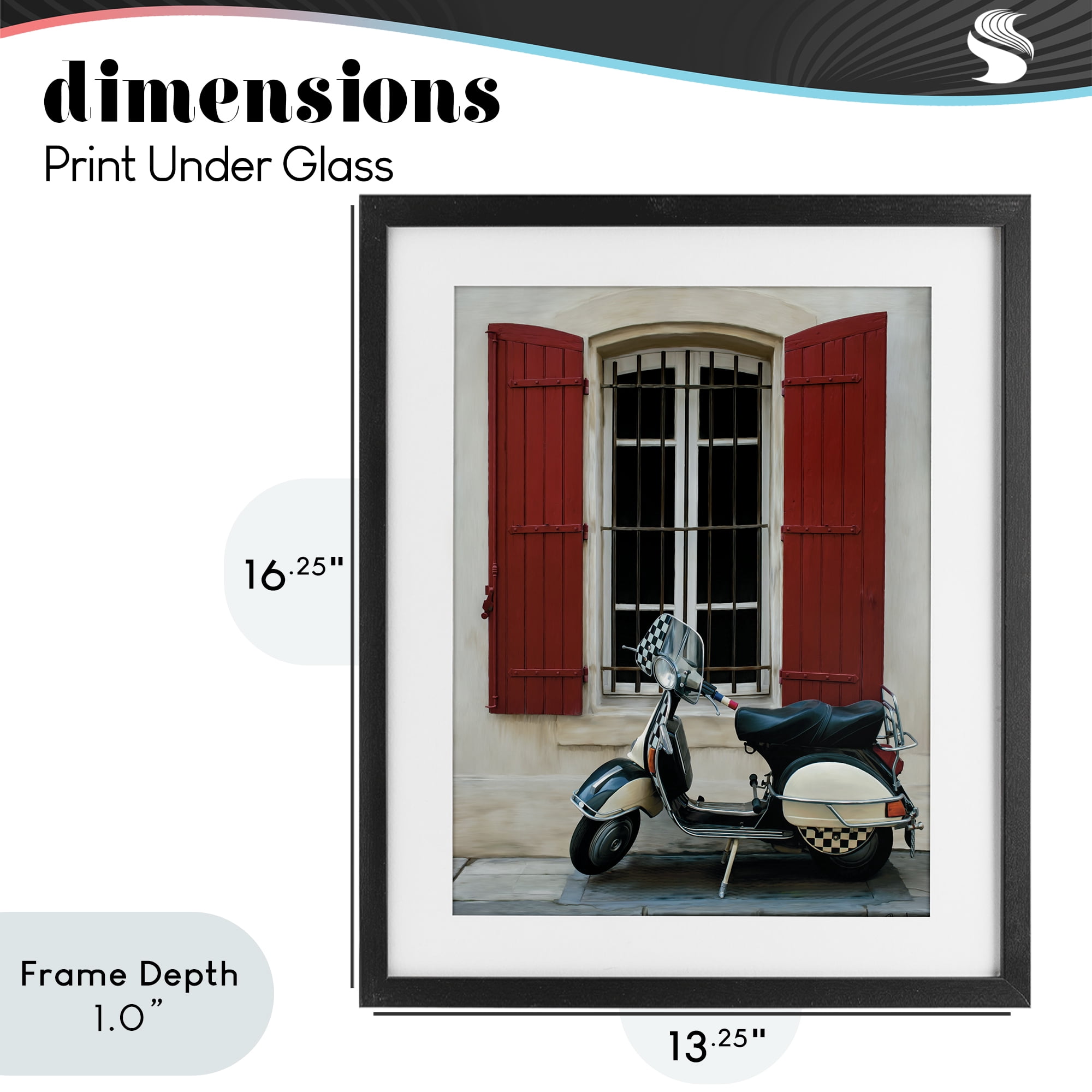 Stupell Industries Two Wheel Dream Black Framed Print Under Glass, design by Renel Peters