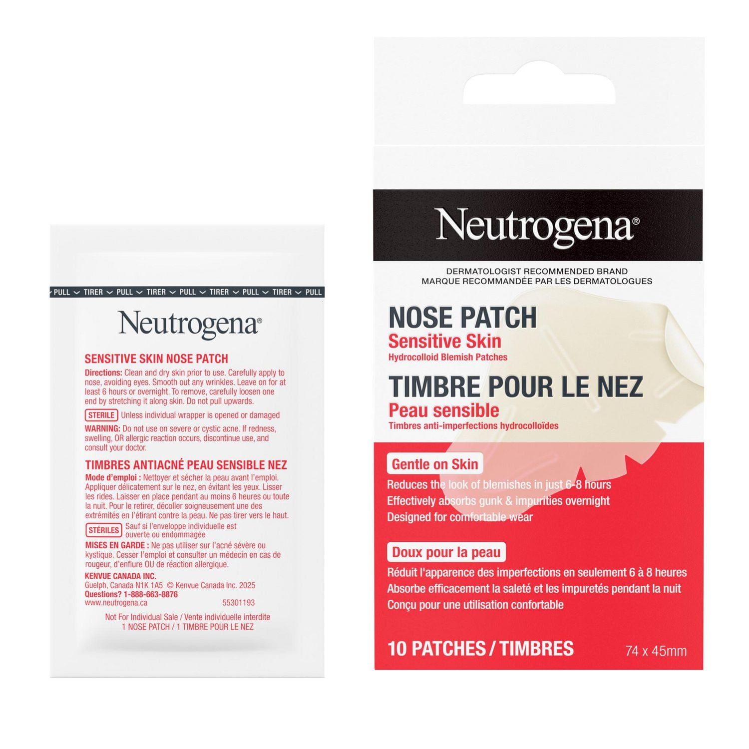 Neutrogena Sensitive Skin Nose Patches, Hydrocolloid Skincare, Reduce Blemish size & absorb Impurities, 10 count