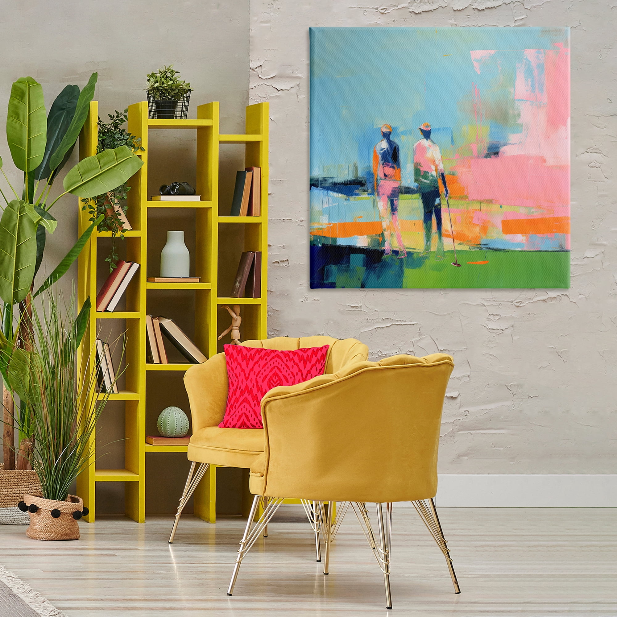 Stupell Industries Abstract Golfing Scene Abstract Painting Wrapped Canvas Art Print Wall Art, 36 x 36