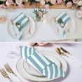 thumbnail image 2 of Aqua Striped Cloth Napkins, Modern Farmhouse Blue White Stripes Washable and Reusable Dinner Napkins Set of 8, Table Napkin for Kitchen Party Birthday Wedding Hotel Housewarming 20"x20", 2 of 8