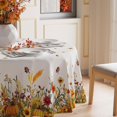 thumbnail image 2 of Fall Color Wild Flowers Pumpkin Tablecloth Round Washable Table Covers for Home Party Decorations 60x60 Inch, 2 of 5