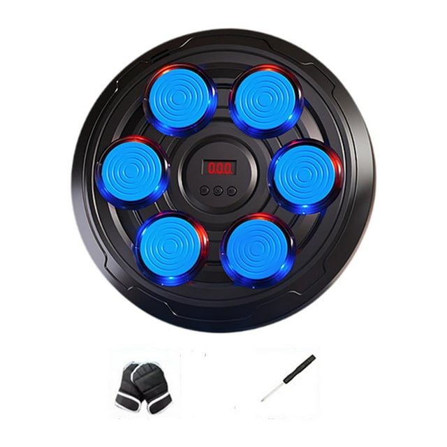 Lipstore Machine de Boxe Musicale pour Enfants Cible Murale Réglable Murale Domestique Frappe Bleue 6 Cibles