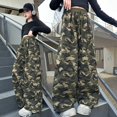 thumbnail image 5 of TIREOW Girls Cargo Pants Camouflage Color Elastic High Waist Wide Leg Drawstring Cargo Trousers Fashion Streetwear Cargo Pants, 5 of 8