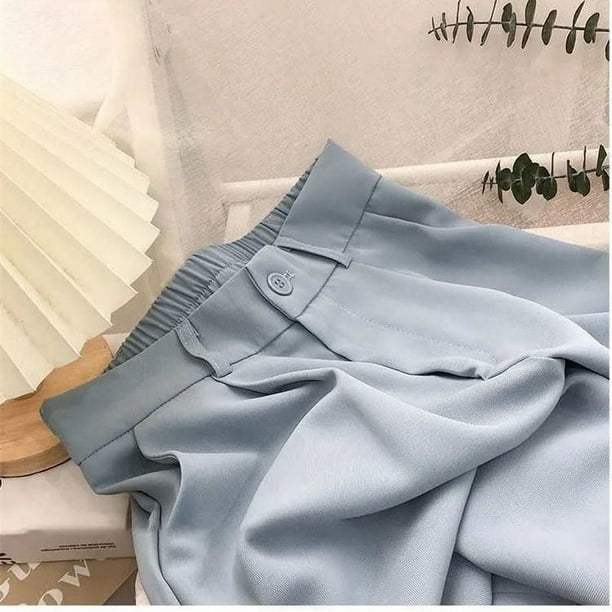 Pantalones anchos de color albaricoque para mujer, pantalones casuales rectos verticales de cintura alta sueltos y adelgazantes para verano y primavera