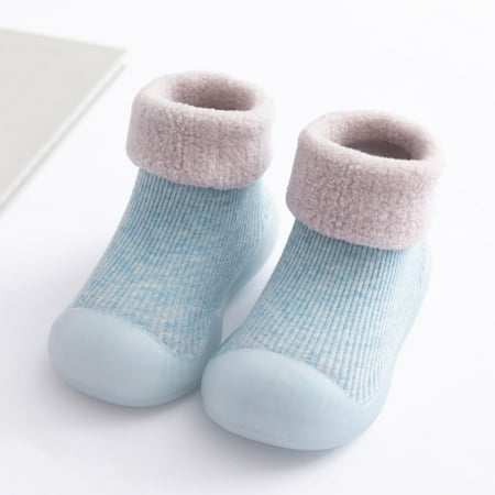

Infant Slipper Socks Non-Slip Baby Grip Socks Walking Shoes Indoor Warm Knit Soft Sole Rubber Cotton Infant Shoes for Boys Girls 9-12 Months