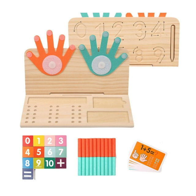 HILABEE Blocs de Comptage pour Enfants Jeu de Mathématiques pour Doigts pour Enfants de 3-5 Ans Cadeaux Planche Double Face