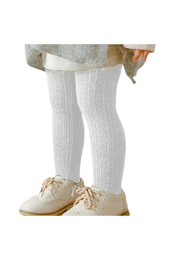 Baby Girls Cable Knitted Tights Stretchy Seamless Cotton Warm Stockings Pantyhose for Toddlers 2-12T