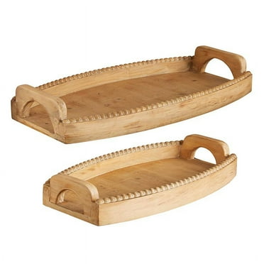 Beaded Wood Trays S/2