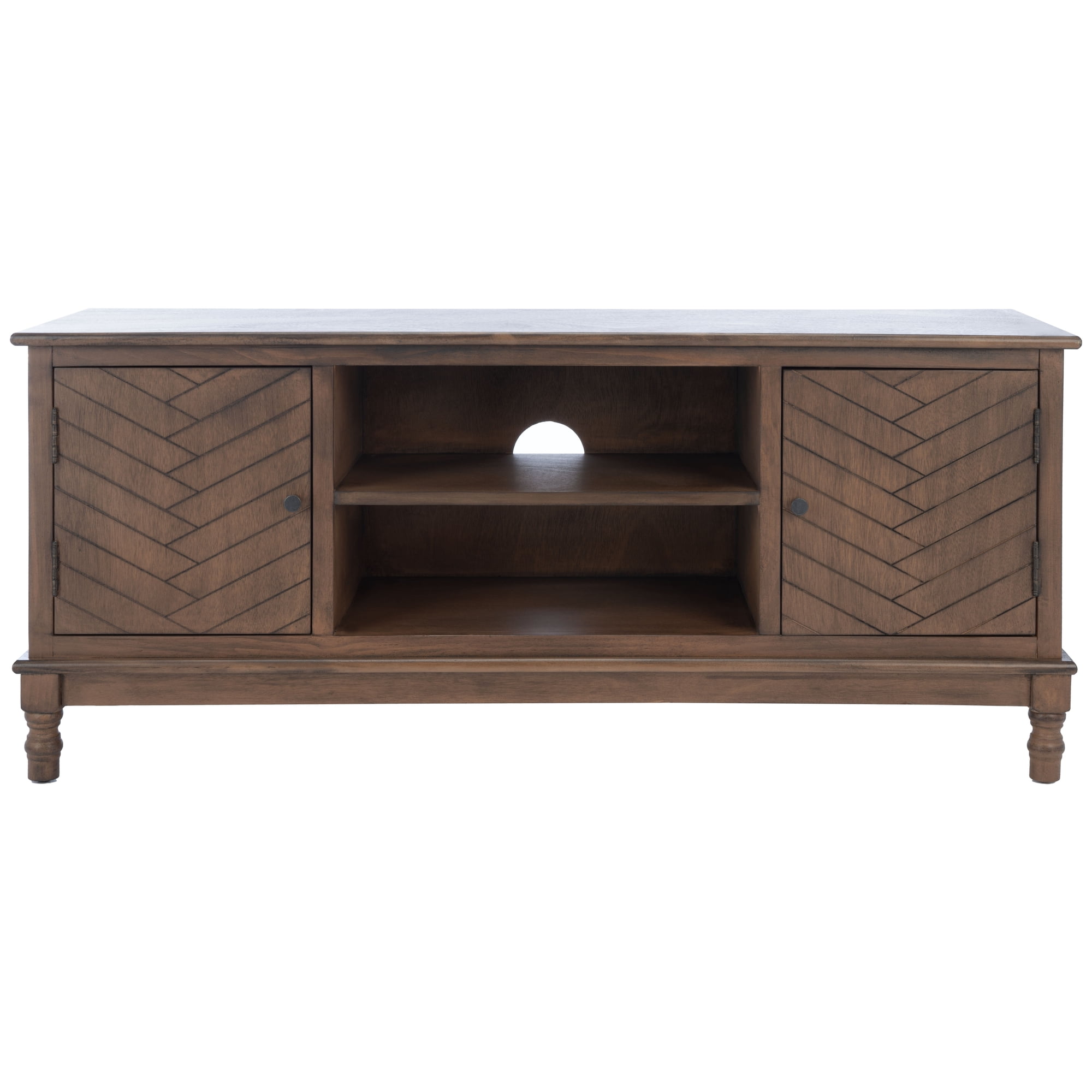 SAFAVIEH Magnolia Mid-Century 2 Door 2 Shelf Media Stand, Brown (47.3 in. W x 15.8 in. D x 20 in. H)