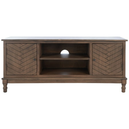 SAFAVIEH Magnolia Mid-Century 2 Door 2 Shelf Media Stand, Brown (47.3 in. W x 15.8 in. D x 20 in. H)