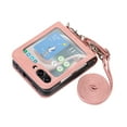 thumbnail image 5 of SaniMore for Samsung Galaxy Z Flip 5 6.7" 2023 Case, Detachable Crossbody Lanyard, PU Leather Card Holder, Shockproof Stylish Anti-fall Folding Cover for Z Flip 5, Pink, 5 of 10