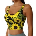 thumbnail image 2 of Gukieu Sunflowers In Vintage Print Women's Sports Vest, Low-neck U-shaped Removable Pad Sports Bra for Yoga, Exercise, Dance-Medium, 2 of 8