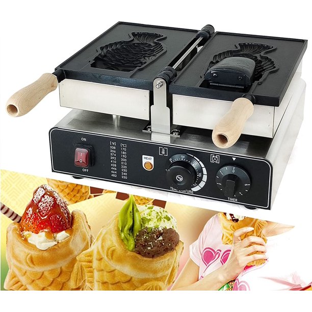 Miumaeov Commercial Ice Cream Cone Waffle Maker Machine Nonstick Crispy