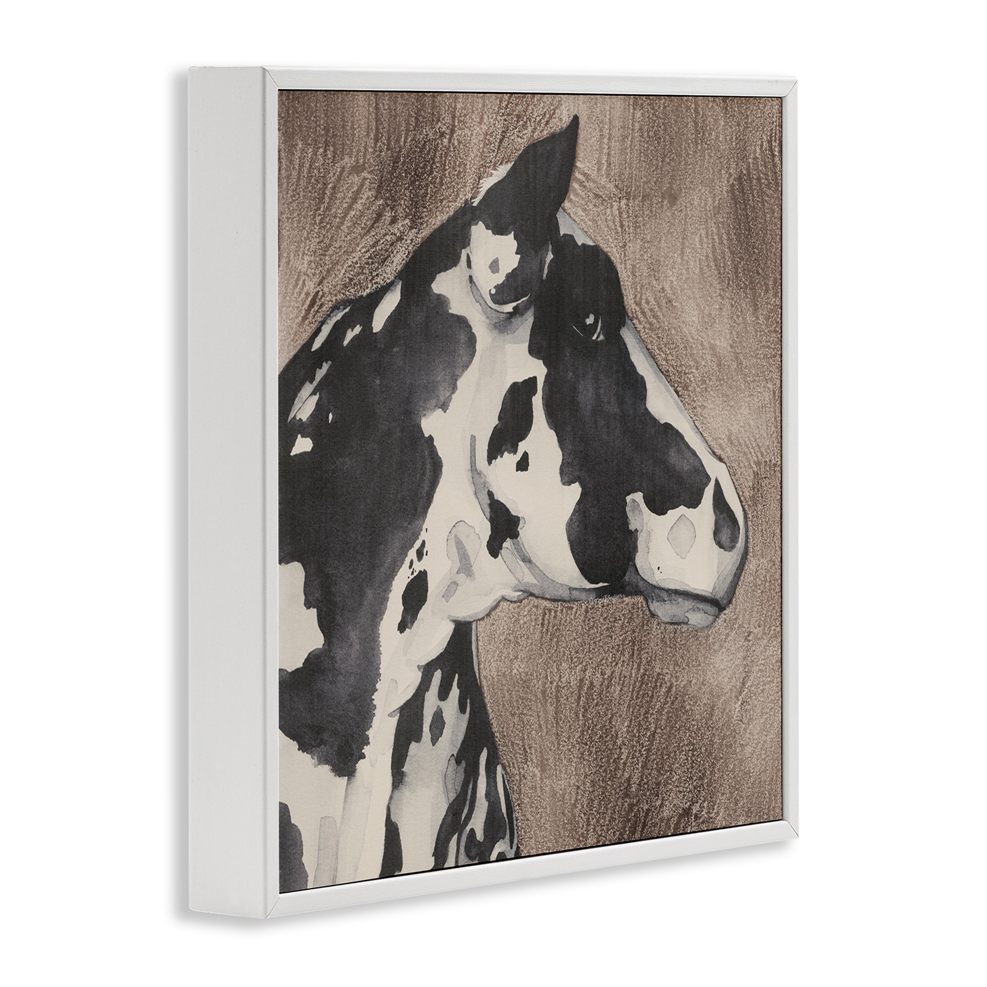 Stupell Industries Rustic Cow Looking Right Animals & Insects Painting White Framed Art Print Wall Art, 12 x 12