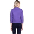 thumbnail image 4 of Cielo 1985 Women's Open Bolero Cardigan Sweater - cropped 3/4 sleeves lightweight - By The Simply Fashion purple S, 4 of 6