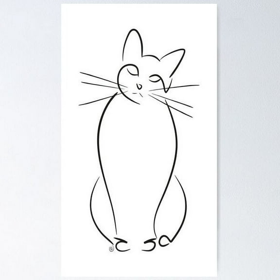 Gazing Cat - Line Art Cat Poster Wall Art, Modern Wall Decor For Living Room Bedroom, 8x12 UNFRAMED