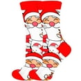 thumbnail image 3 of Christmas Socks Cartoon Dance Santa Snowman Mid Calf Socks Tree Warm Cozy Funky Comfortable Colorful Novelty Crew Socks for Women White, 3 of 4