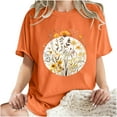 thumbnail image 5 of LEBONYARD Womens Tops Plus Size,Womens Tops Summer 2024 50% off clear,Women's Fashion Summer Round Neck Drop Sleeves Leisure Short Sleeve Flower Printing Tops Orange S, 5 of 7