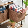 thumbnail image 3 of Wicker Storage Basket, Set of 2 Hand-Woven Paper Rope Wicker Basket, Small Storage Baskets for Organizing Toilet Paper Basket, Foldable Large Cube Storage Organizer Bins for Shelves (Brown), 3 of 14