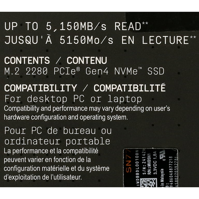 WD Black 1TB SN770 NVMe Internal Gaming SSD - Gen4 PCIe, M.2