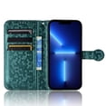 thumbnail image 4 of For iPhone 14 Pro Max Phone Case Full Coverage Dustproof Anti-Scratch Anti-Fingerprint Kickstand Card Slots Wave-dot Pattern Design Convenient Wrist Strap PU Leather Luxury Wallet Cover,Green, 4 of 7