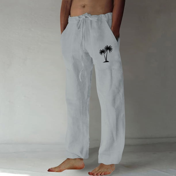 Puntoco Pantalones casuales largos para hombre, pantalones casuales con estampado de moda para hombre, cintura elástica con bolsillos, pantalones deportivos