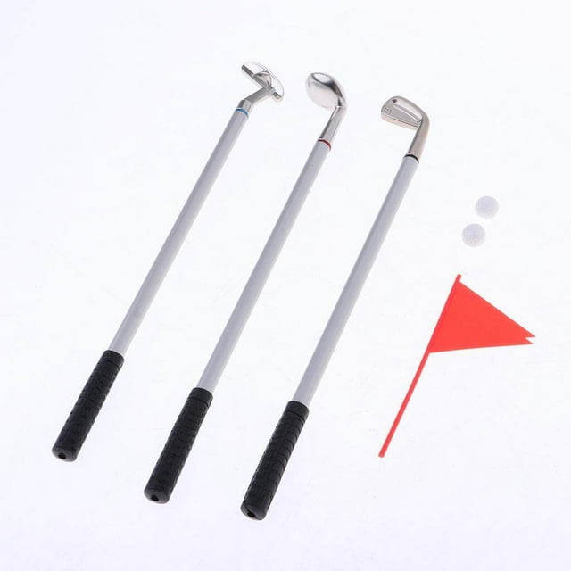 pitrice Golf Pen Set Mini Desktop Golf Game Putting Green Flag Ballpoint Pens Red