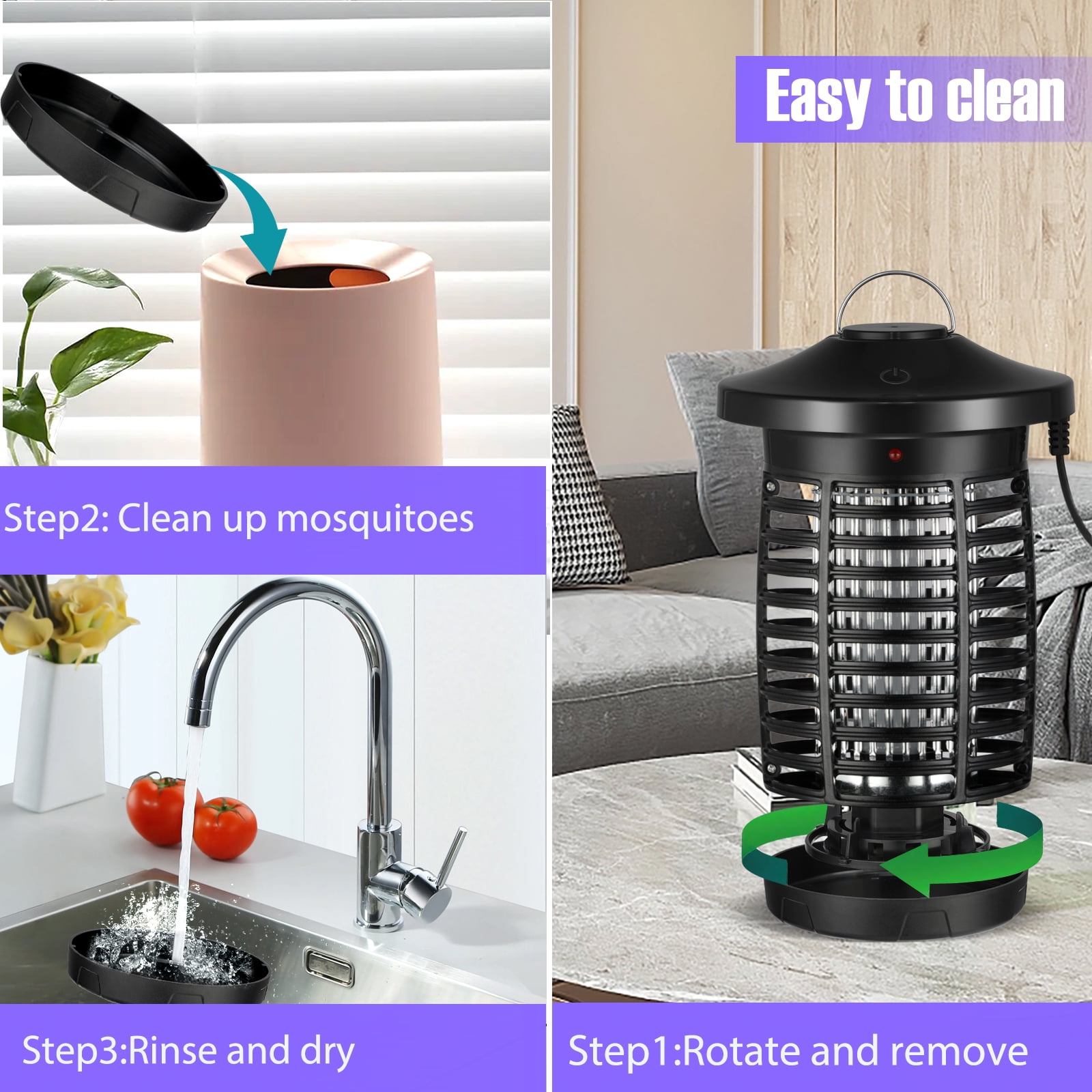 Bug Zapper Indoors Outdoor, 20W Light & 4000V Mosquito Zapper, Insect Zapper Electric Fly Traps, Fly Killer Fly Zapper for Home, Patio, Kitchen, Backyard, Camping