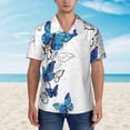 thumbnail image 2 of Rateoe Blue Flying Butterflies Pattern Men’s Hawaiian Shirt – Short Sleeve Button-Down Tropical Beach Shirt, Lightweight & Breathable Casual Aloha Shirt with Pocket,X-Large, 2 of 7
