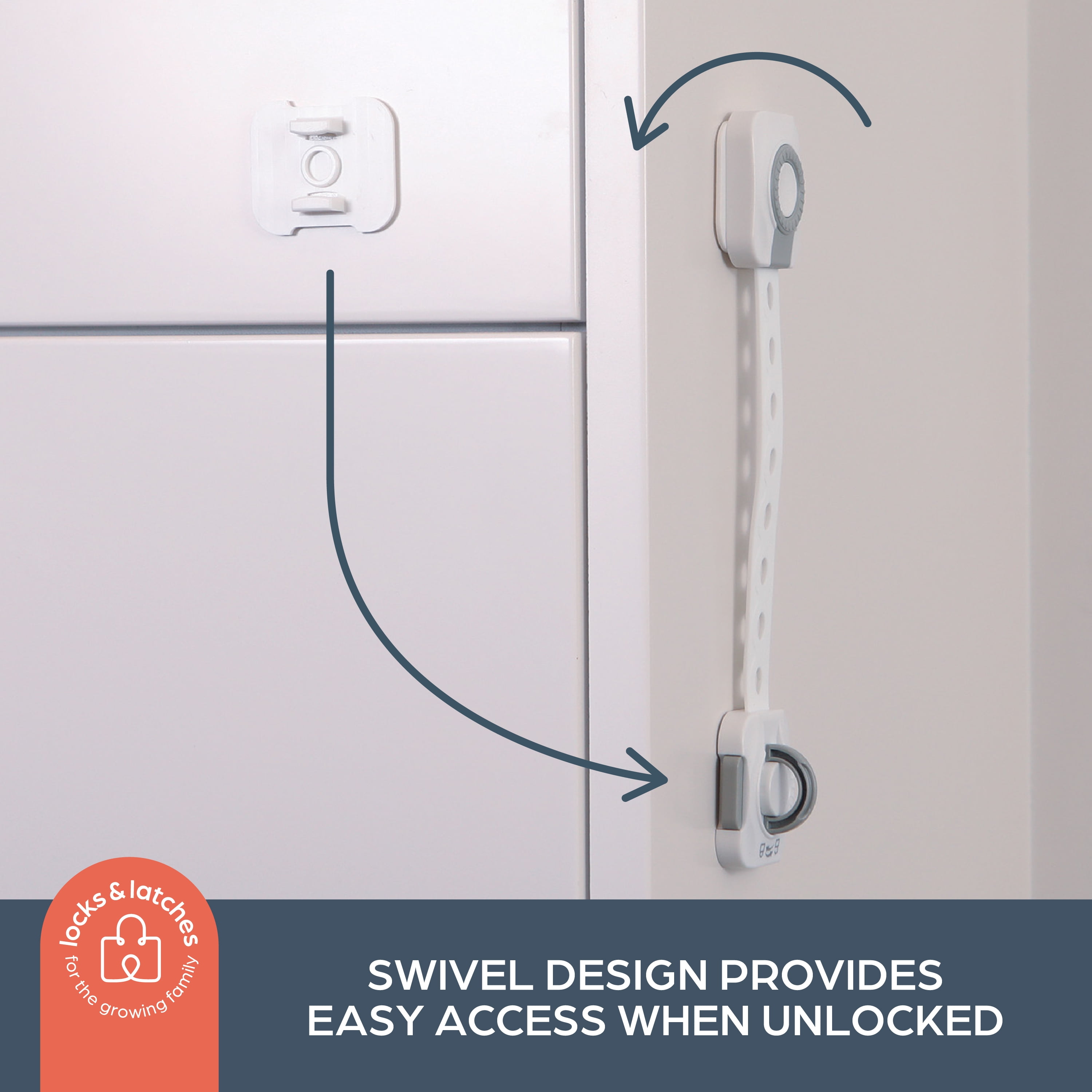 Loquet à sangle Dreambaby® Dial-It Adapta™ - paquet de 3 Sangles de sécurité super résistantes !