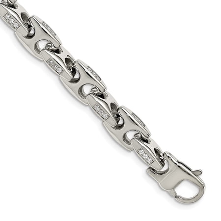 Auriga Fine Jewelry Stainless Steel Polished with CZ 9 inch Men s Bracelet