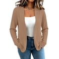 thumbnail image 5 of MaFYtyTPR Women's Open Front Cardigan Sweater Ribbed Knit Casual Tops Fall Winter Warm Long Sleeve Kintted Coats with Pockets 01-Khaki XL, 5 of 6