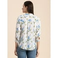 thumbnail image 3 of Moomaya Printed Mandarin Collar Rayon Tops For Women, Elbow Sleeve Casual Tunic Top, 3 of 9