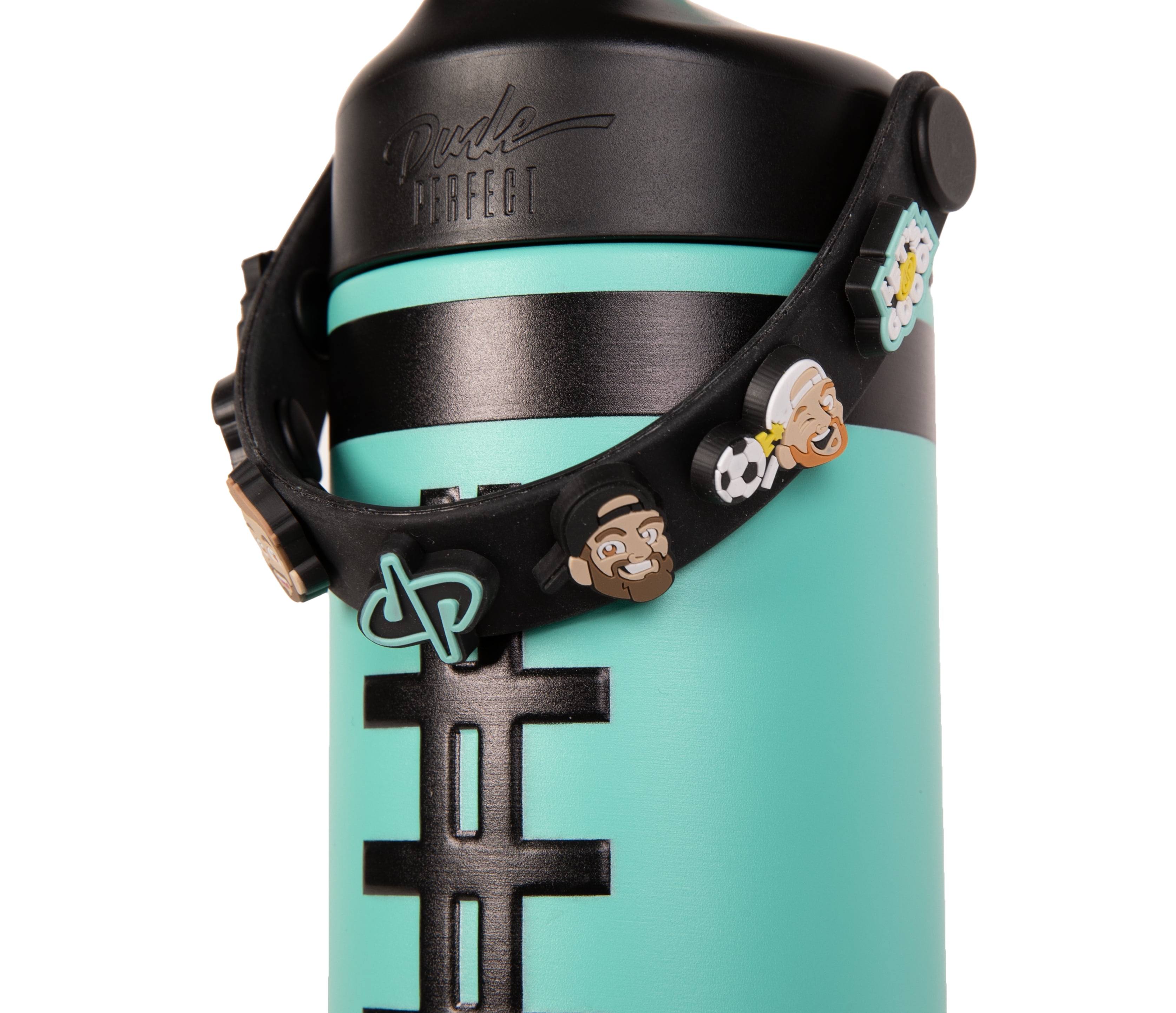 Dude Perfect Water Bottle, Silicone Handle, Double Wall Insulation and Leak-Proof Lid, 24 oz Capacity, Teal