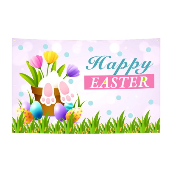Easter Party Backdrop with Egg and Bunny Designs – Indoor & Outdoor Vinyl Background for Holiday Decor, Photography & Event Props