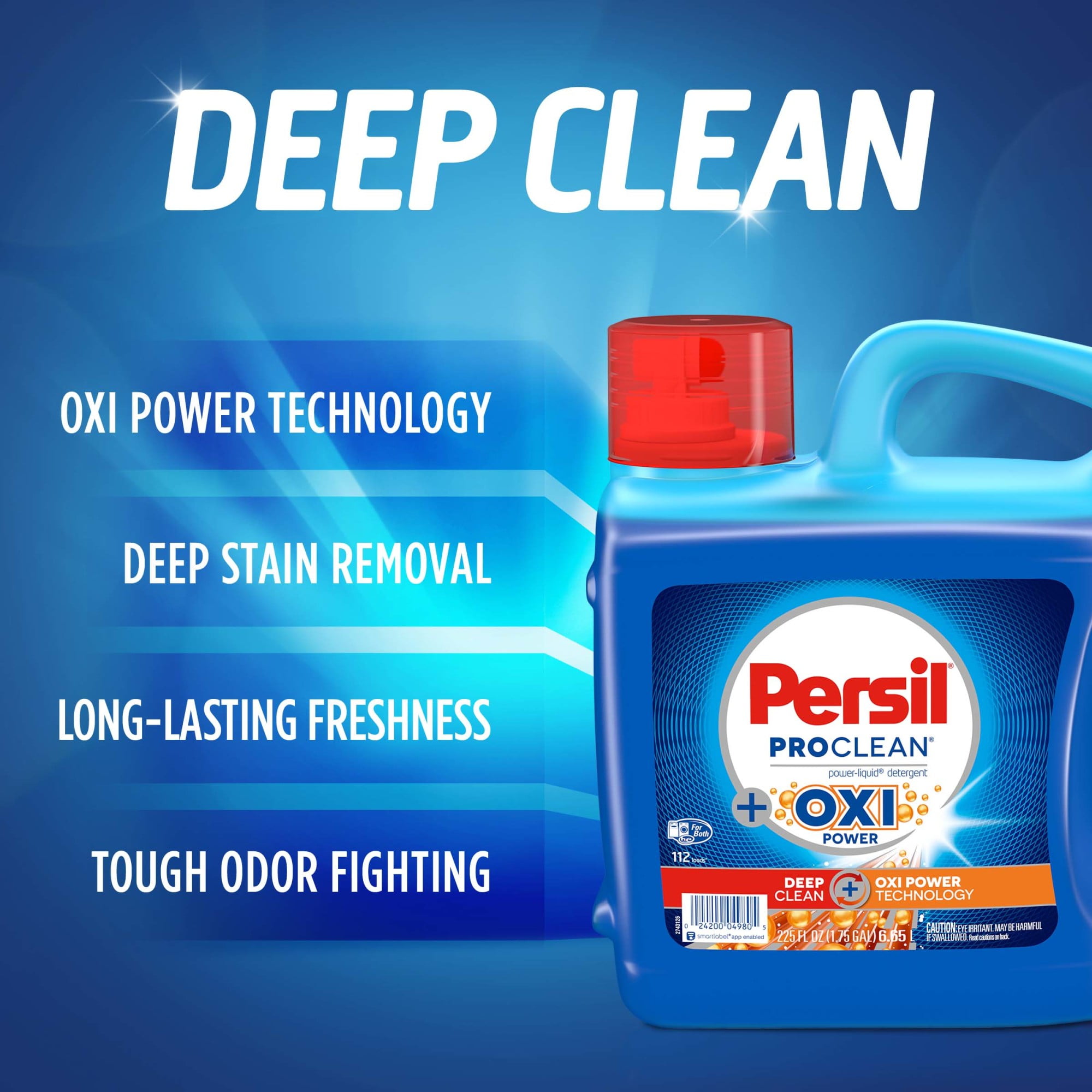 Persil ProClean Liquid Laundry Detergent, High Efficiency (HE),  Plus OXI Power, 225 Ounce, 112 Total Loads