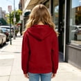 thumbnail image 7 of Gubotare Girls Zip Up Hoodie Kids Fashion Oversized Sweatshirt Jacket With Pockets Lightweight Preppy Sweatshirts 5-14 Years (Red, 10-11 Years), 7 of 7