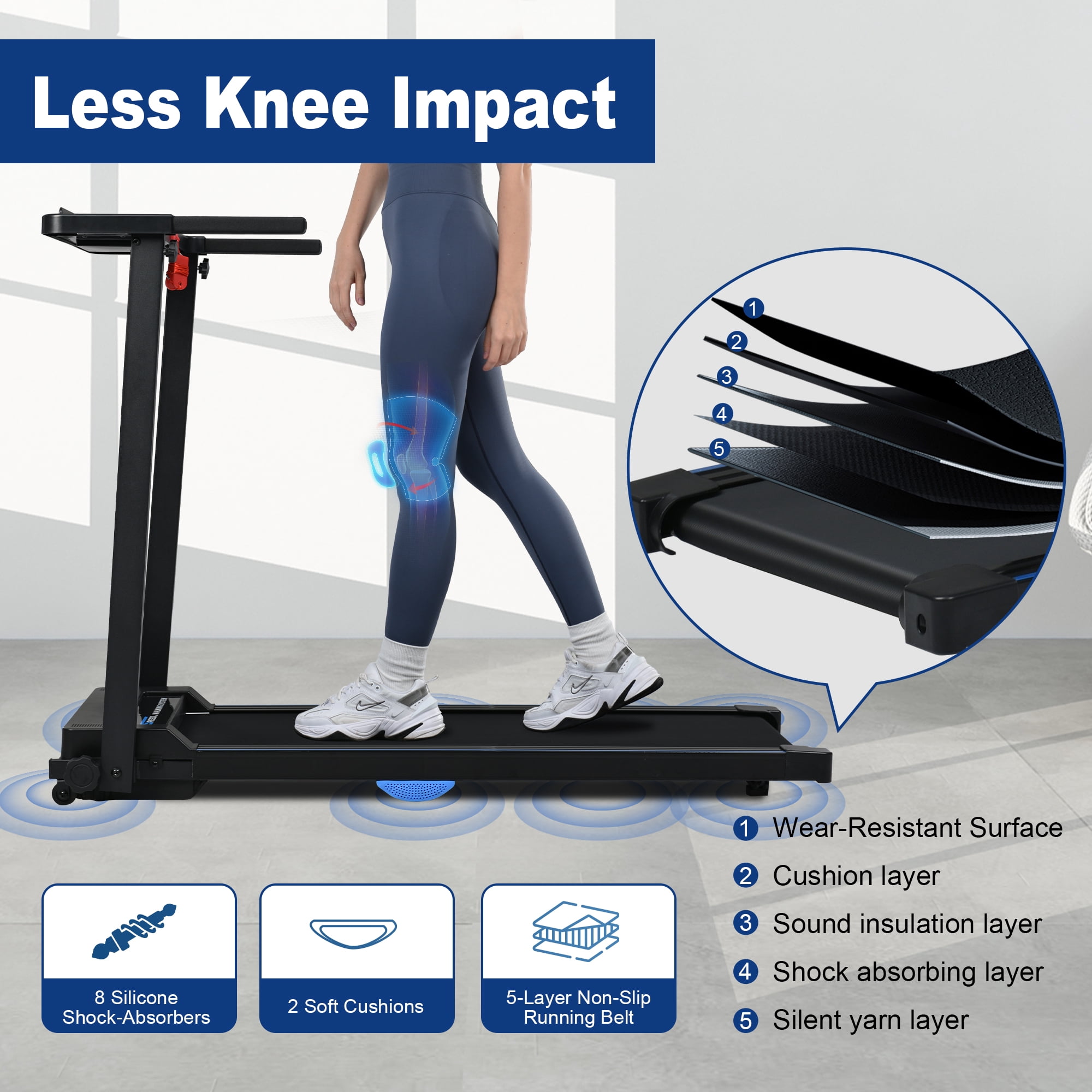 Aukfa Folding Treadmill, 2.5HP Compact Walking Treadmill with LCD Display, 265LB Capacity for Home Office