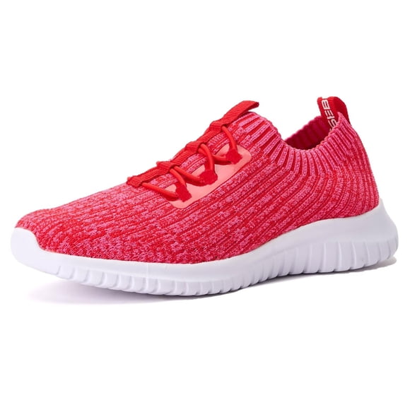 konhill Women's Comfortable Walking Shoes - Tennis Athletic Casual Slip on Sneakers 6.5 US Red,37
