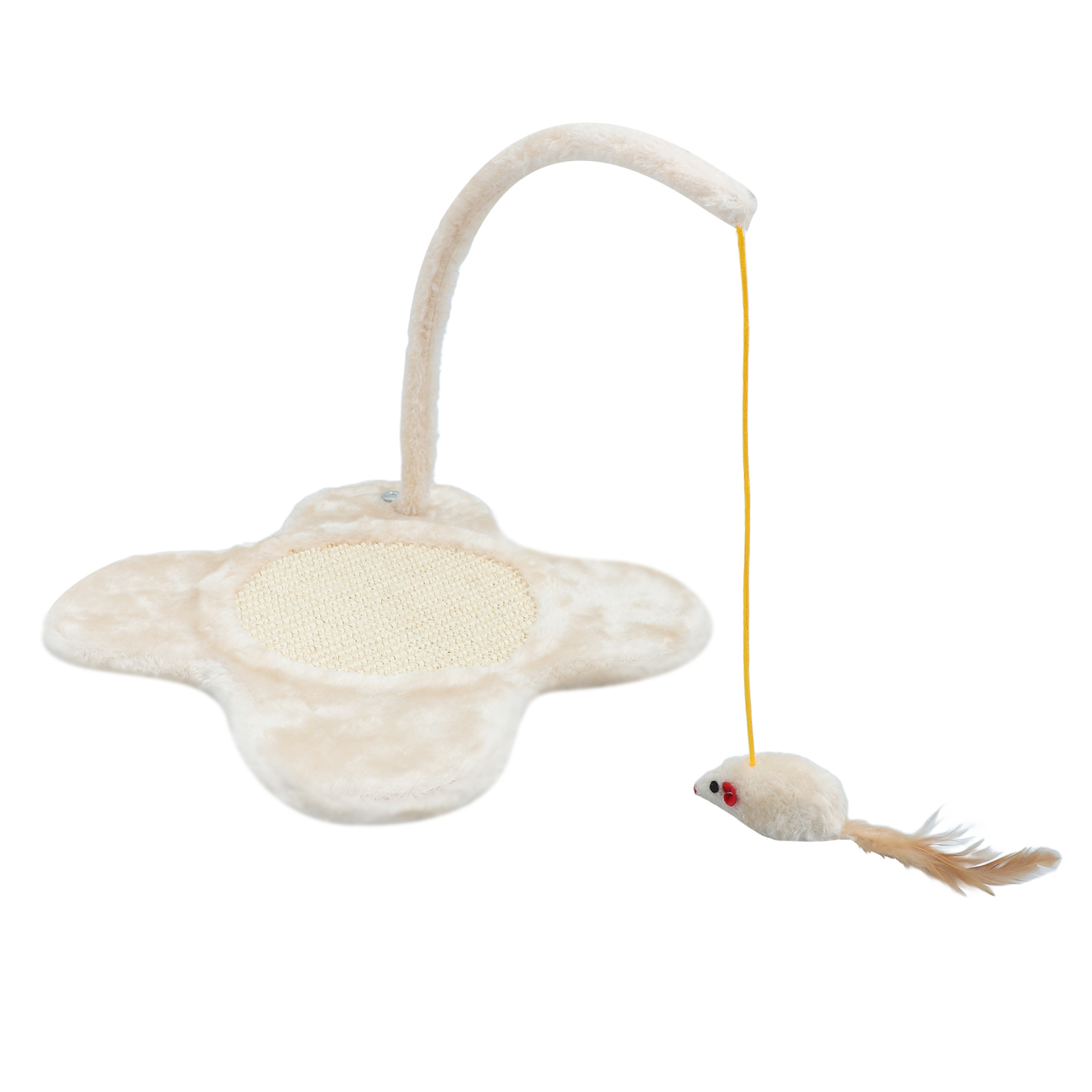 OFFIGAM Beige Plush Cat Toy Mouse for Indoor Kittens and Cats, Soft Interactive Pet Toy Set