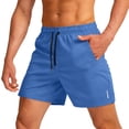thumbnail image 2 of Men's 5-Inch Running Shorts Casual Lightweight Breathable Quick Dry Fabric with Drawstring Waist for Outdoor Jogging Gym Workout Daily Wear Mens Running Shorts,Blue,XXL, 2 of 5