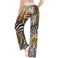 thumbnail image 5 of FREEAMG Women Pajama Pants Lounge Pants Long Stretch Comfy Sleepwear Zebras Exotic Palm Leaves, 5 of 7