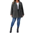 thumbnail image 3 of Women's Plus Size Notched Lapel Double Breasted Long Coat for Stylish Winter Wear 1X Dark Grey, 3 of 6