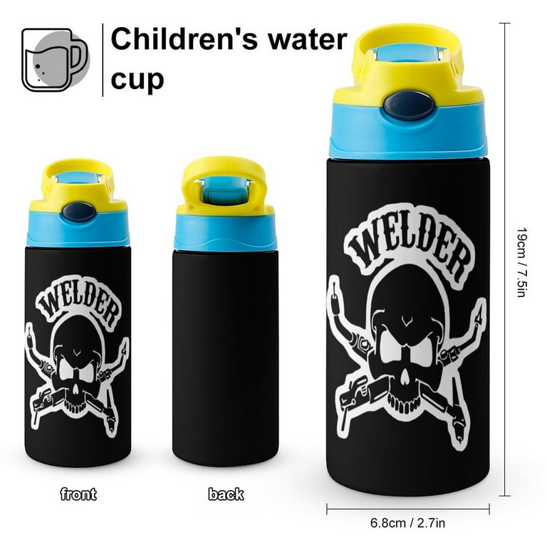 iMounTEK 13.5oz Kids Insulated Stainless Steel Water Bottle w/Straw Lid in Blue