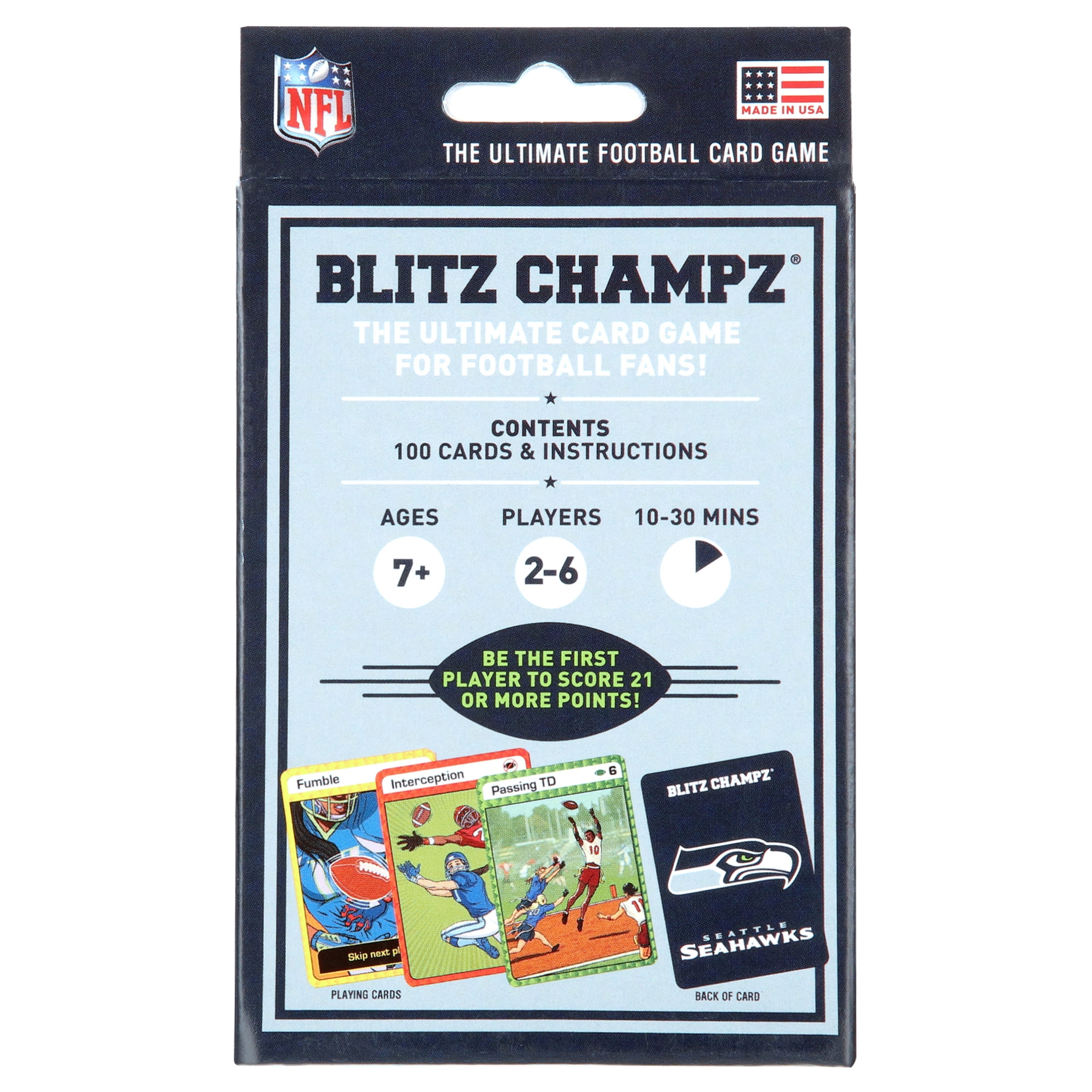 Blitz Champz Seattle Seahawks Card Game, Family Game for Adults & Kids, Easy-To-Learn Party Game