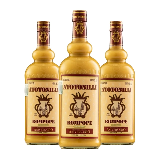 Tripack Rompope Atotonilli Con Brandy Premium 1000 Ml Atotonilli Rompope