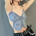 thumbnail image 4 of Mujeres Crop Tops Camisola Halter Tank Top Vereinskleidung Spaghetti Strap Verano Camiseta Corsé Sin Espalda Chaleco Vacaciones Música Festival Azul Macarena Blusas de mujer, 4 of 8