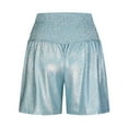 thumbnail image 5 of YYDGH Womens Sequin Shorts Elastic High Waisted Pleated Ruffle Cute Shorts Beach Flowy Casual Glitter Sparkly Shorts Light Blue S, 5 of 6