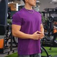 thumbnail image 2 of Cmfcve Round Neck T-shirts for Men Short Sleeve Breathable Sports T-shirt Stretch Fitness Blouses Shirts, 2 of 5